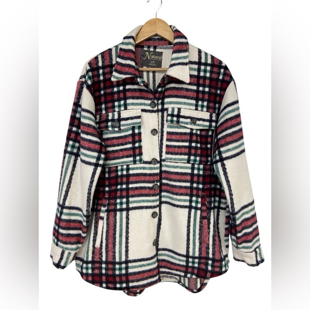 Natural Reflections Size L Plaid Shacket Shirt Jacket